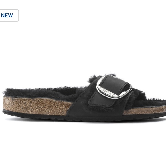 BIRKENSTOCK x Free People Madrid Big Buckle 6 & 9 Black Suede Genuine Shearling - Picture 4 of 14